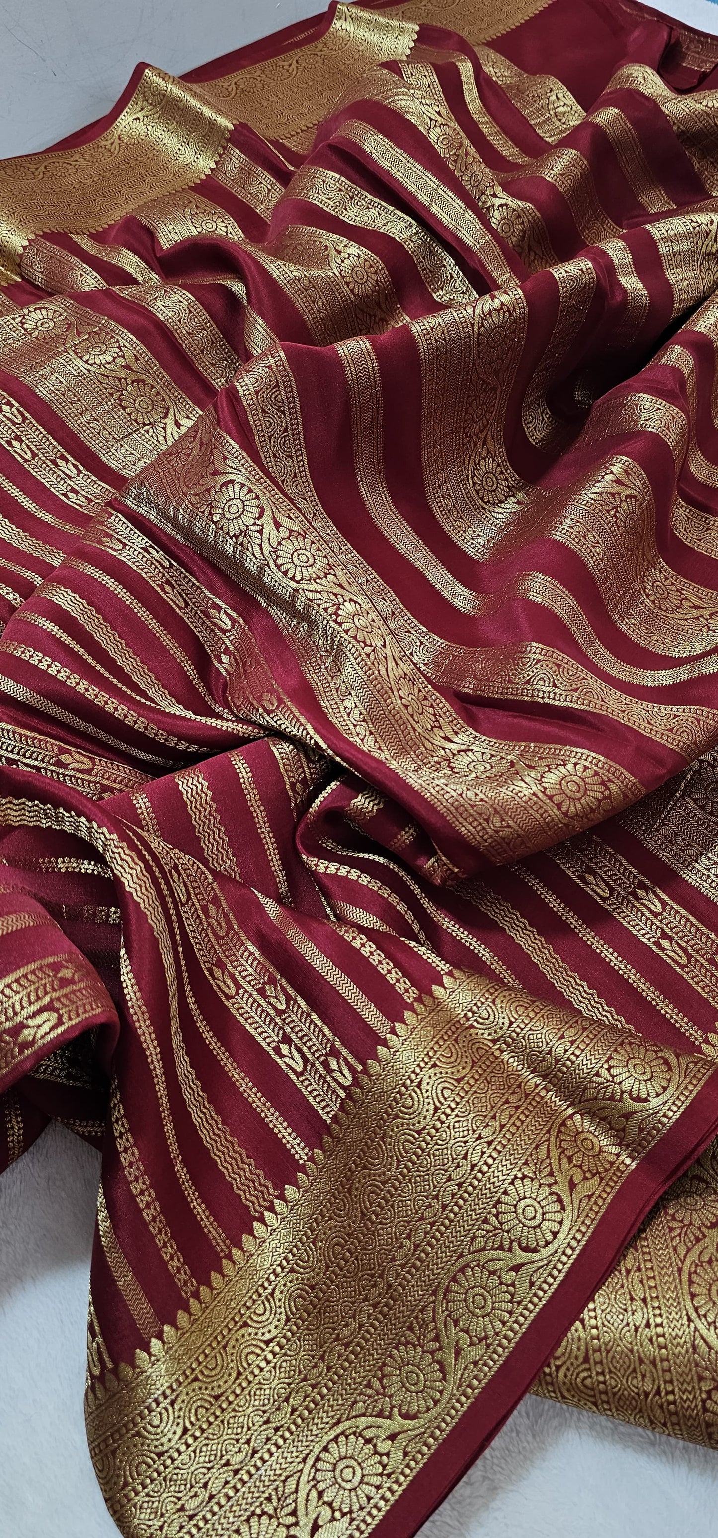 Mysore Crepe Silk Sarees - Self Colors (Heavy)
