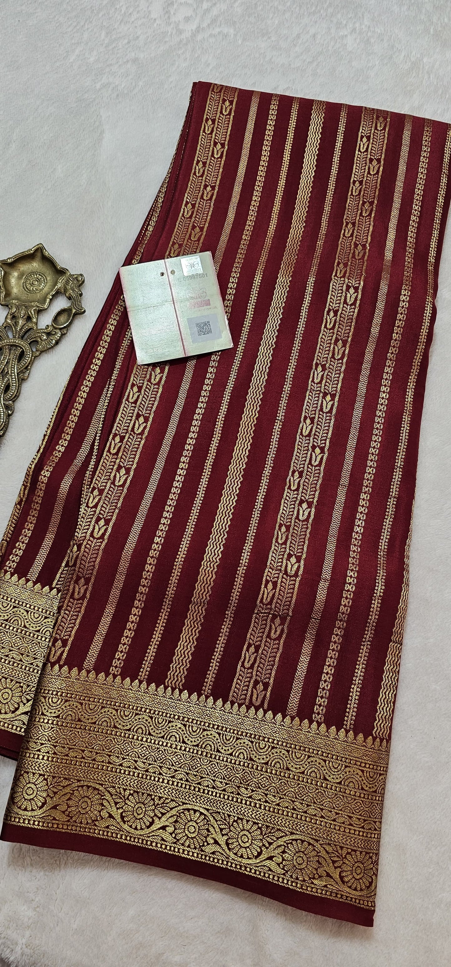 Mysore Crepe Silk Sarees - Self Colors (Heavy)