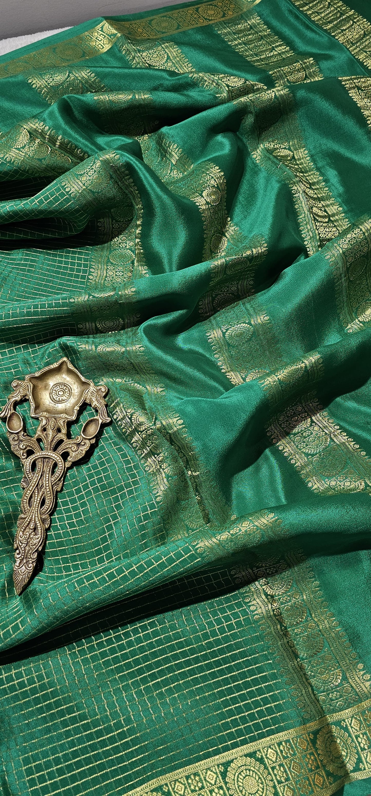 Mysore Crepe Silk Sarees - Self Colors (Heavy)