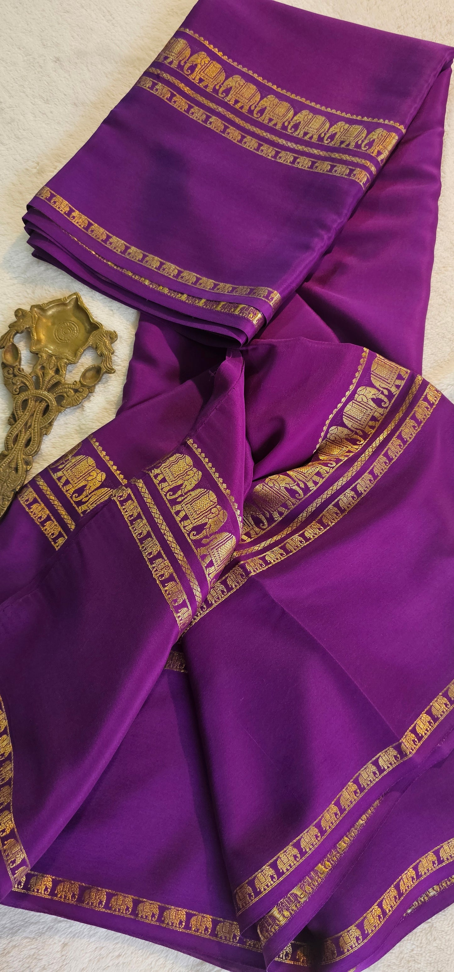 Mysore Crepe Silk Sarees - Self Colors (Heavy)