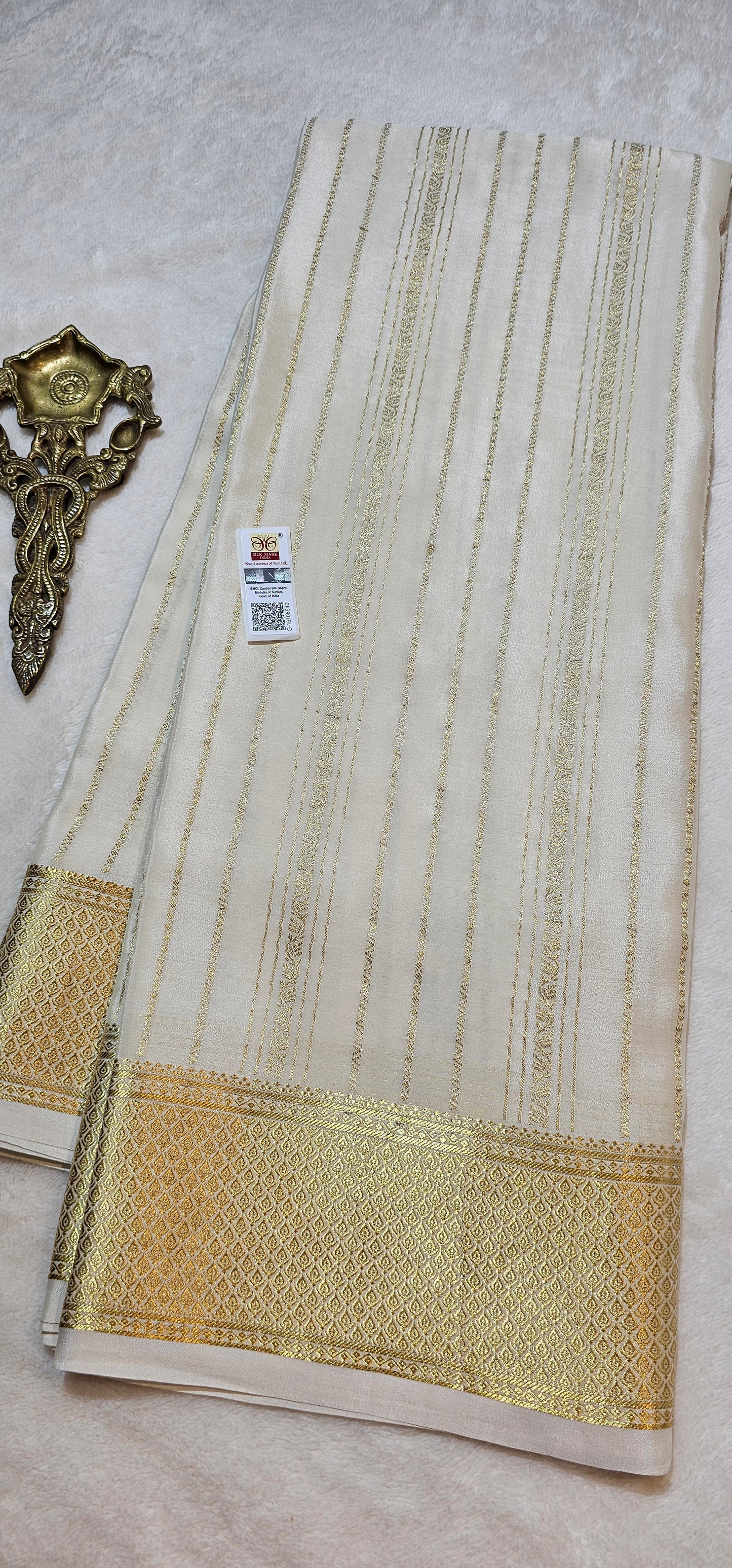 Mysore Crepe Silks Sarees - All Over Lines