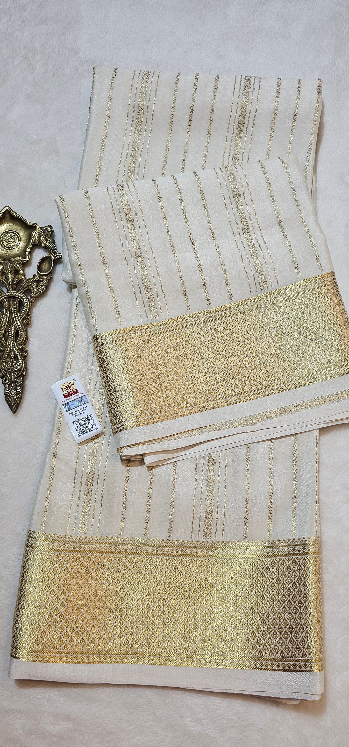Mysore Crepe Silks Sarees - All Over Lines