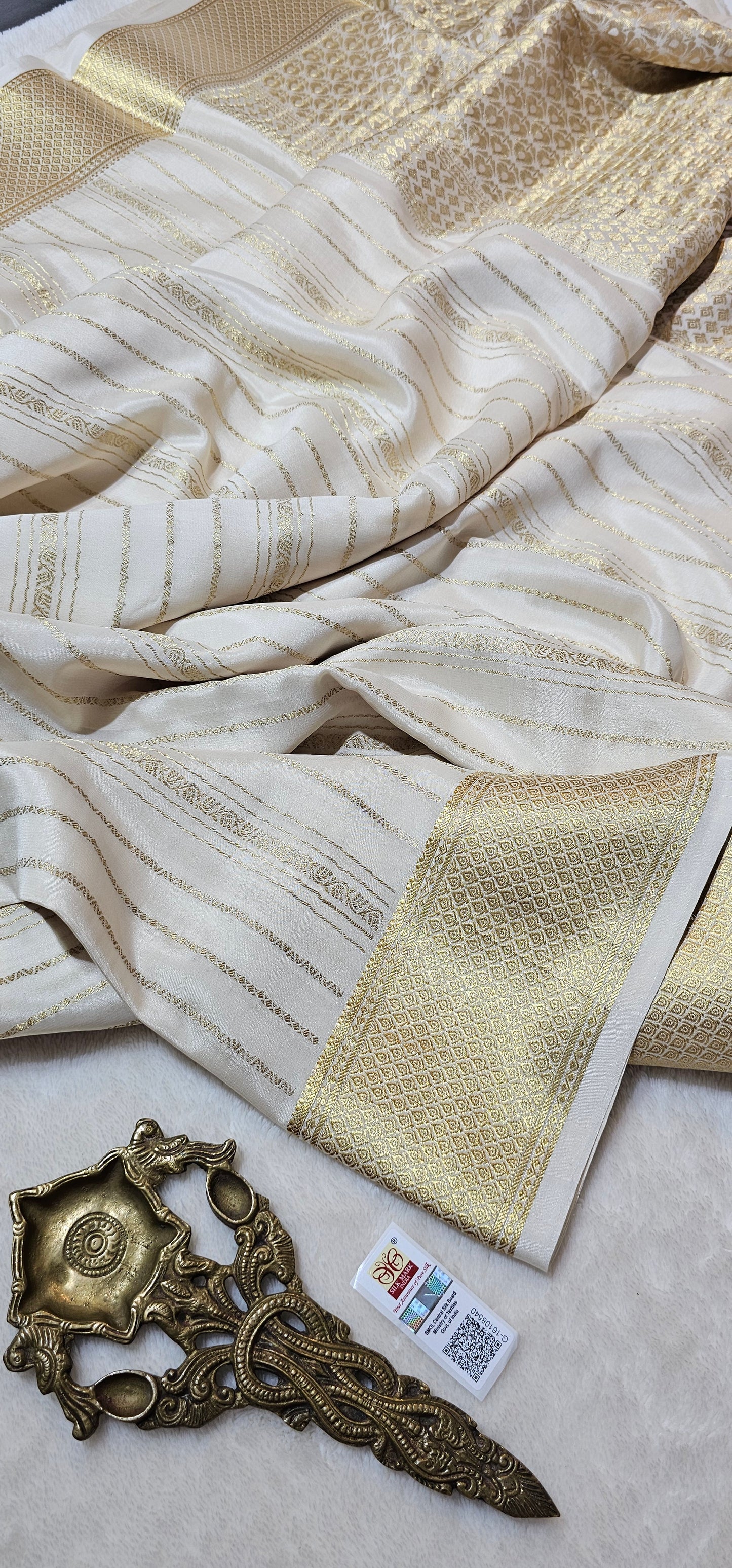 Mysore Crepe Silks Sarees - All Over Lines
