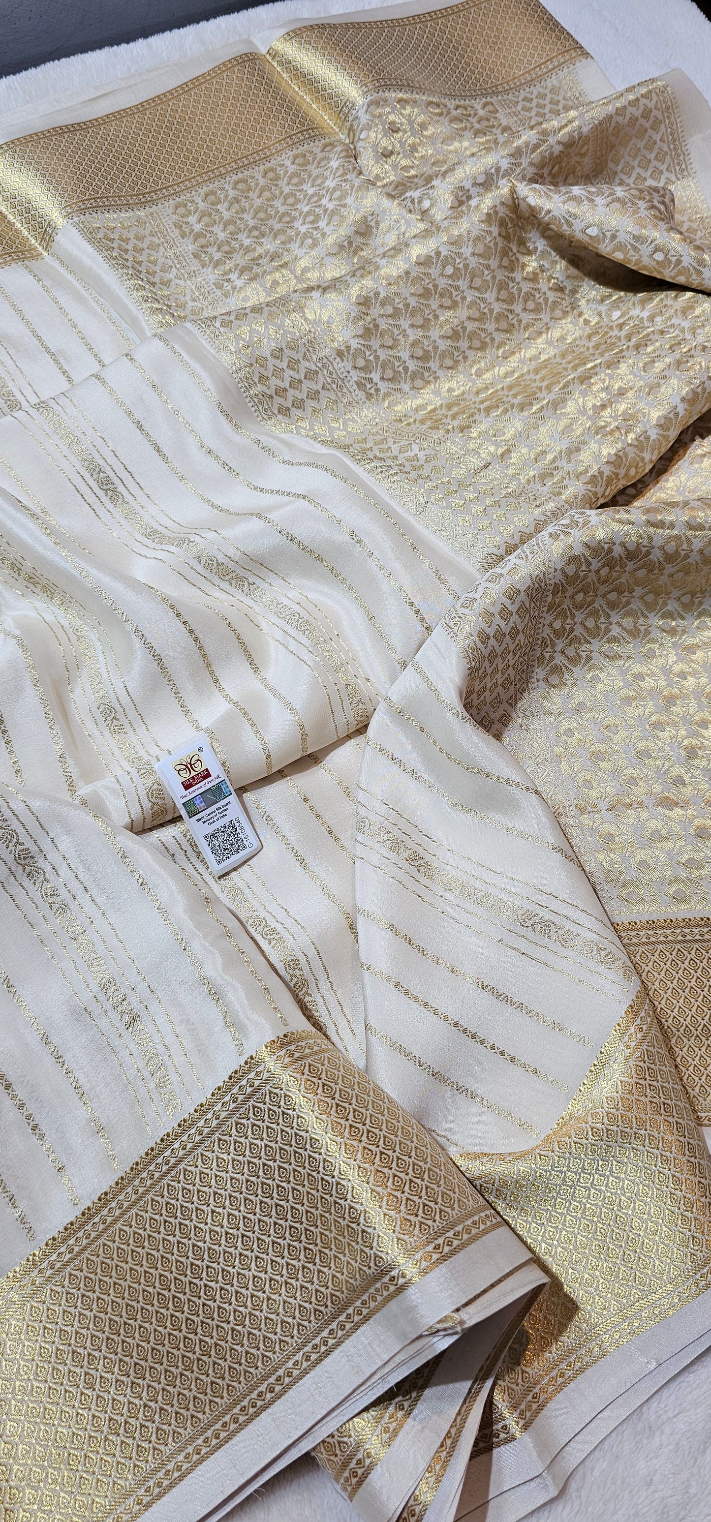 Mysore Crepe Silks Sarees - All Over Lines