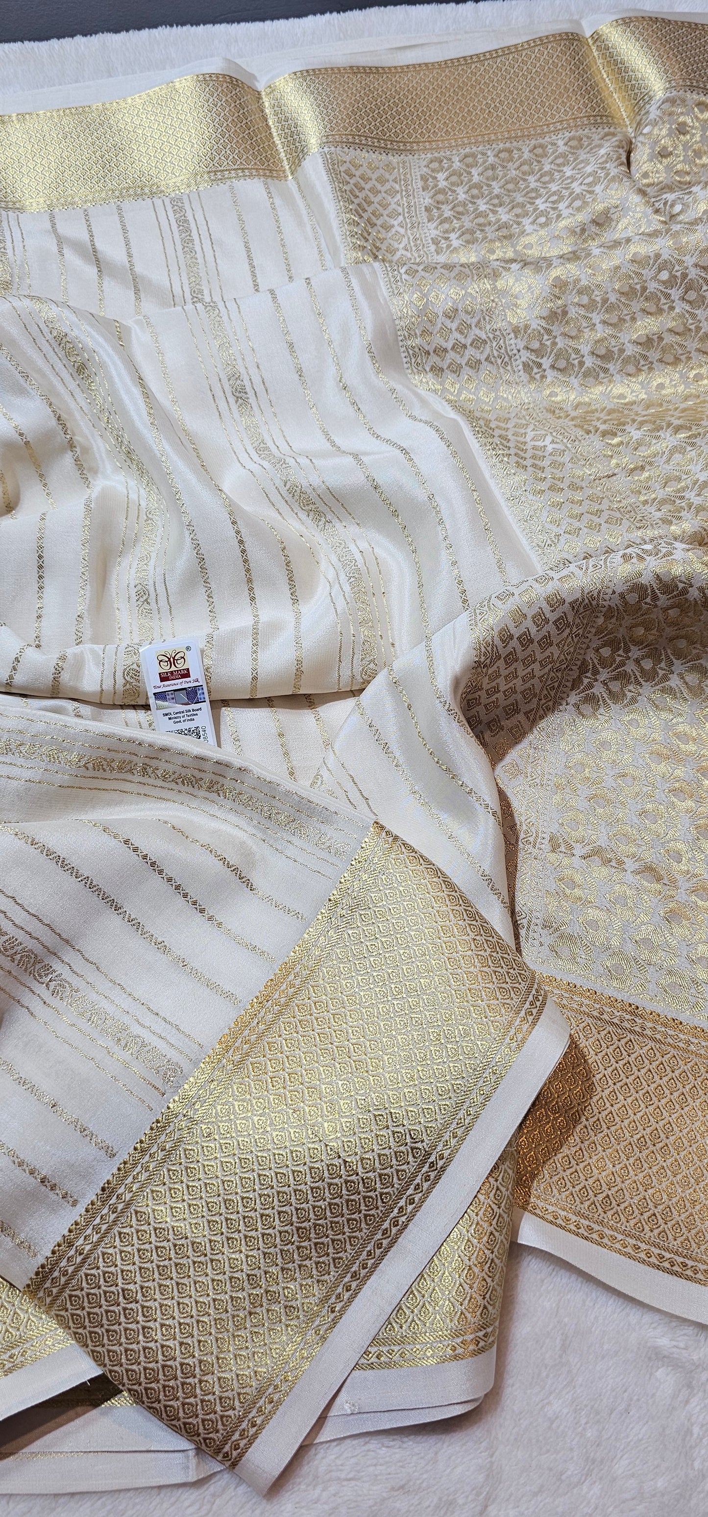 Mysore Crepe Silks Sarees - All Over Lines