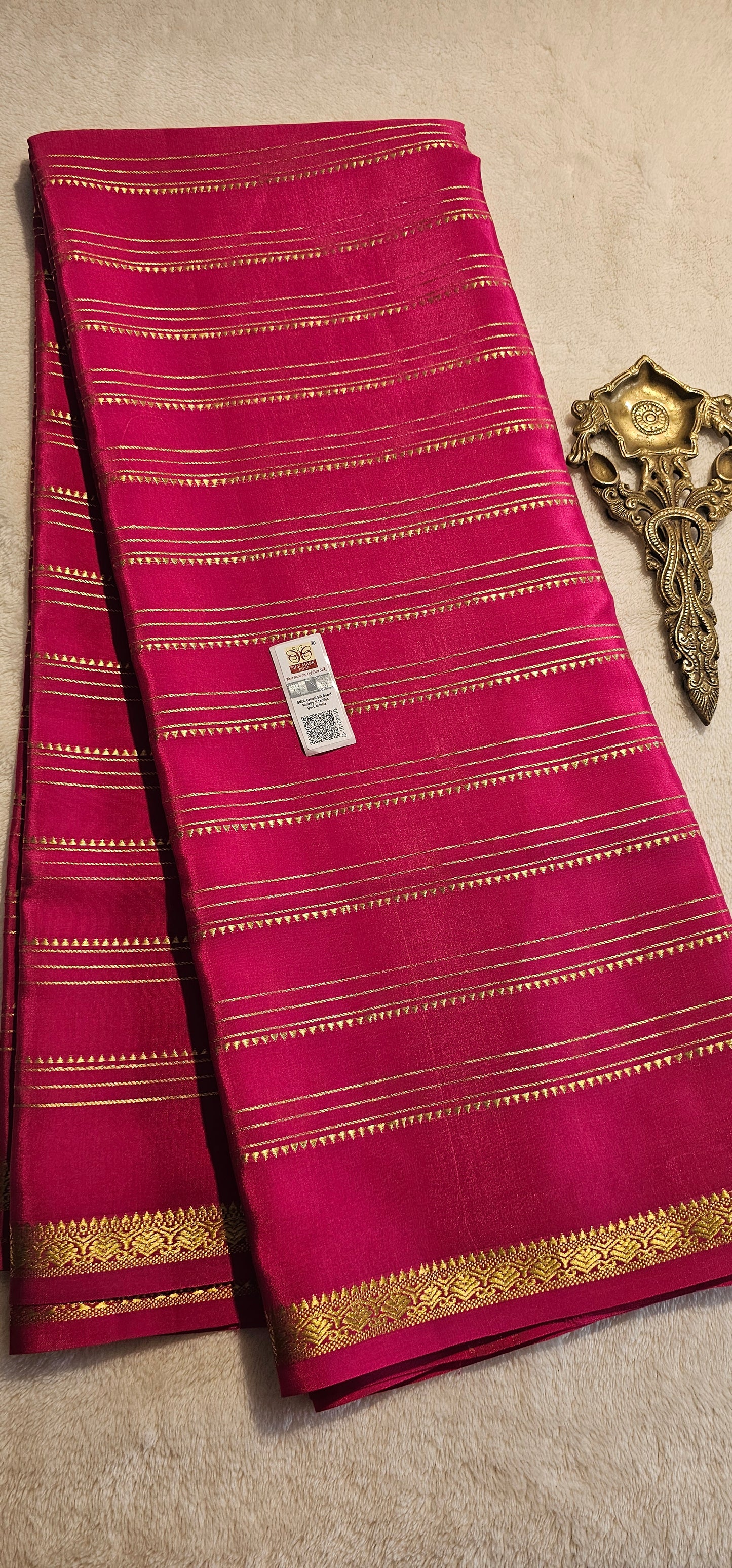 Mysore Crepe Silks Sarees - All Over Lines