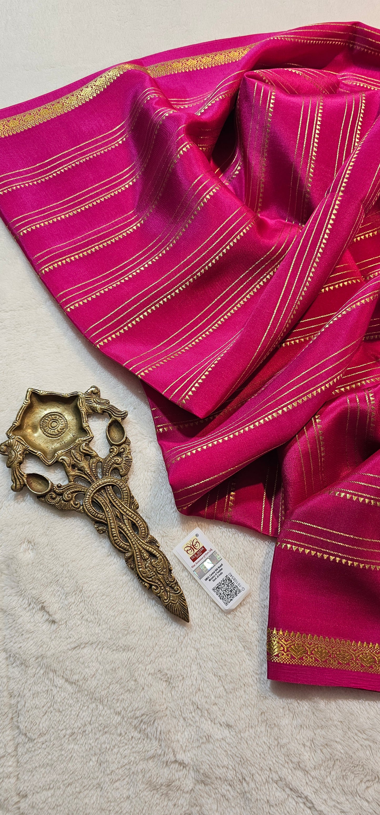 Mysore Crepe Silks Sarees - All Over Lines