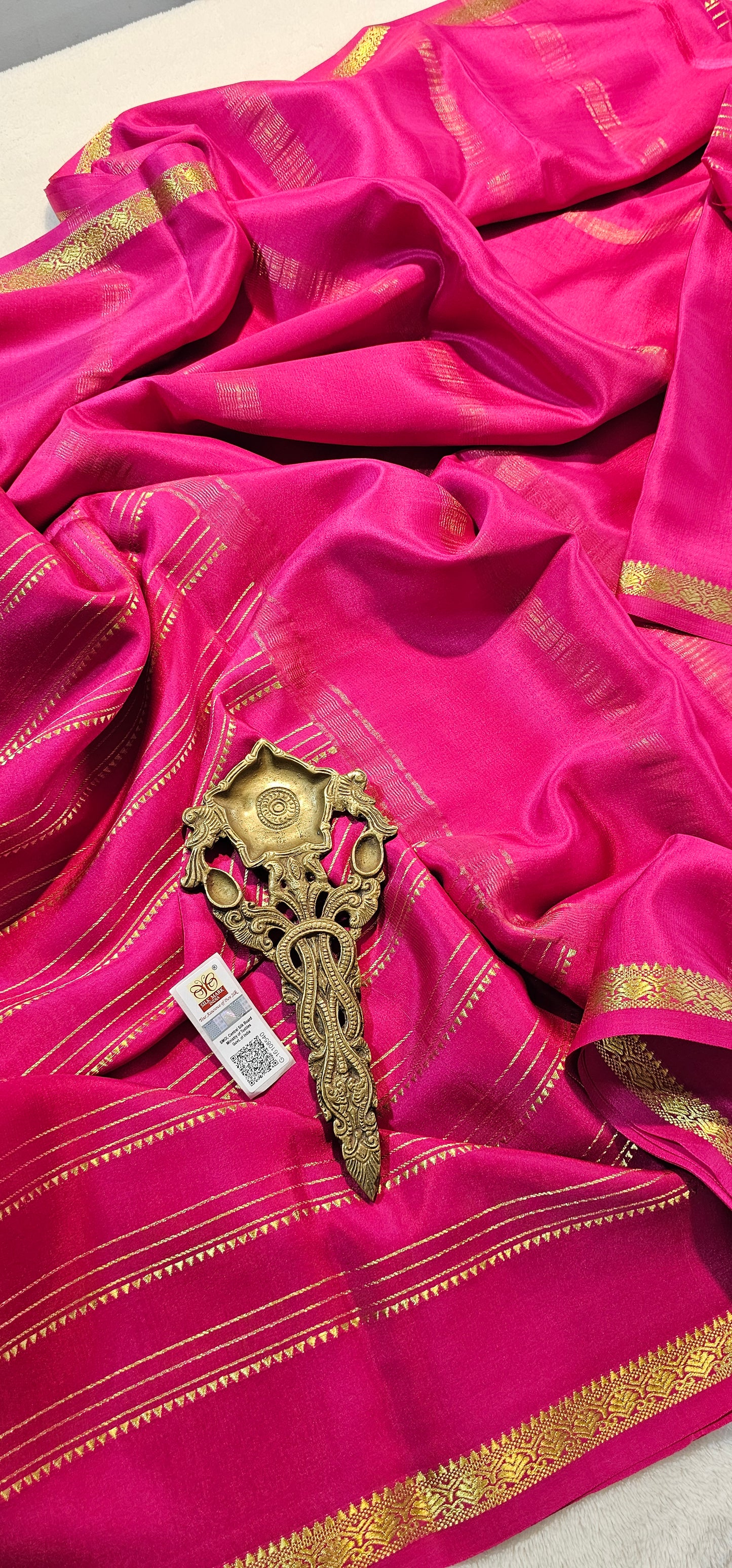 Mysore Crepe Silks Sarees - All Over Lines