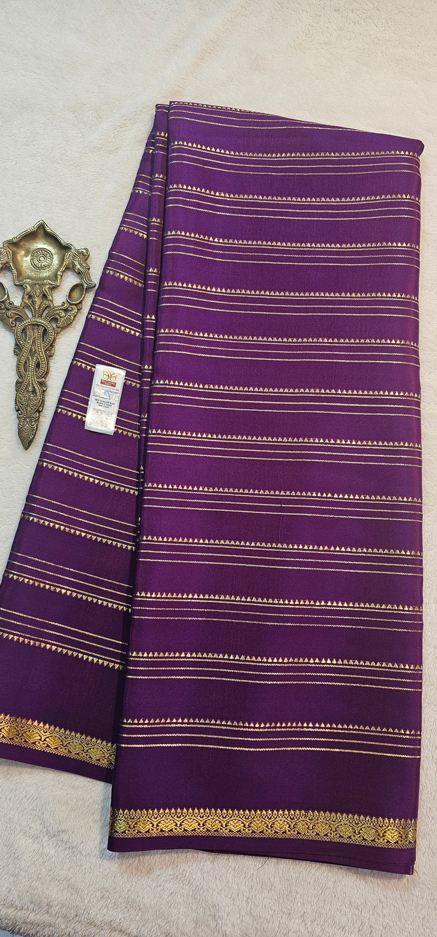 Mysore Crepe Silks Sarees - All Over Lines