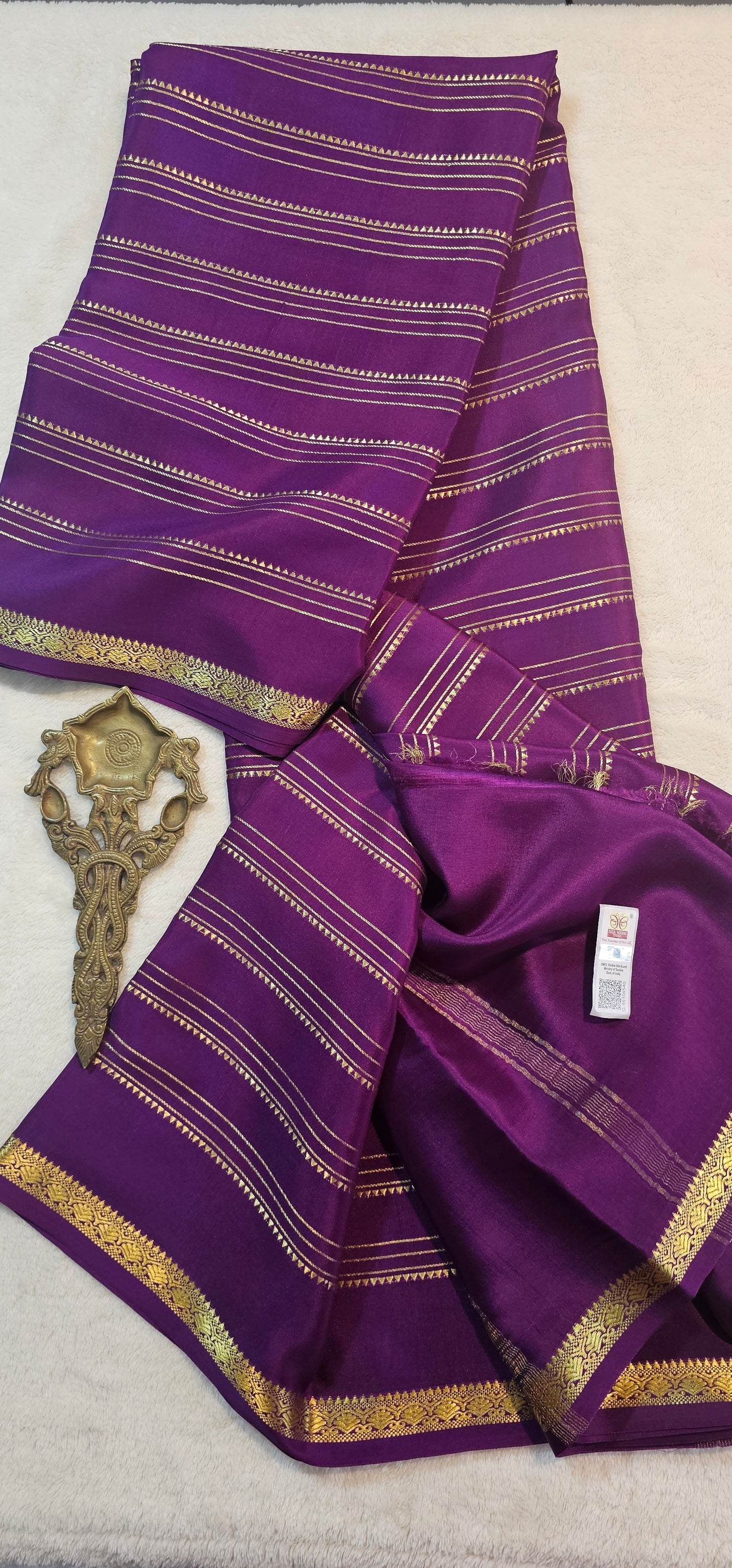 Mysore Crepe Silks Sarees - All Over Lines