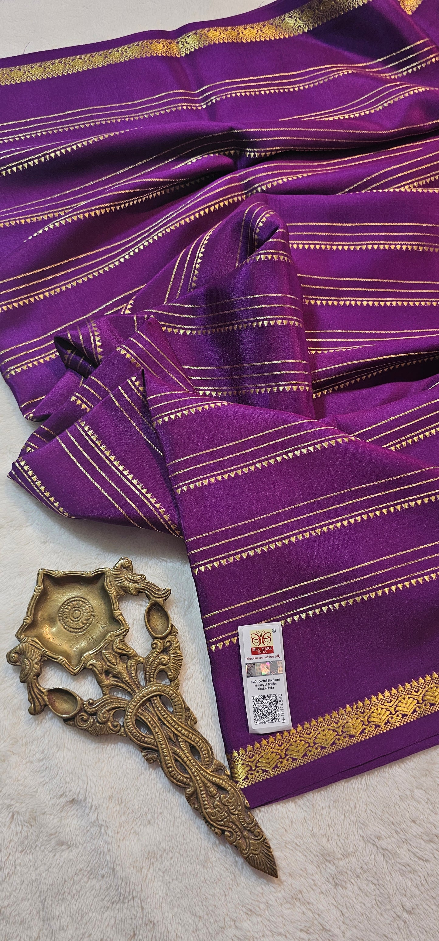 Mysore Crepe Silks Sarees - All Over Lines