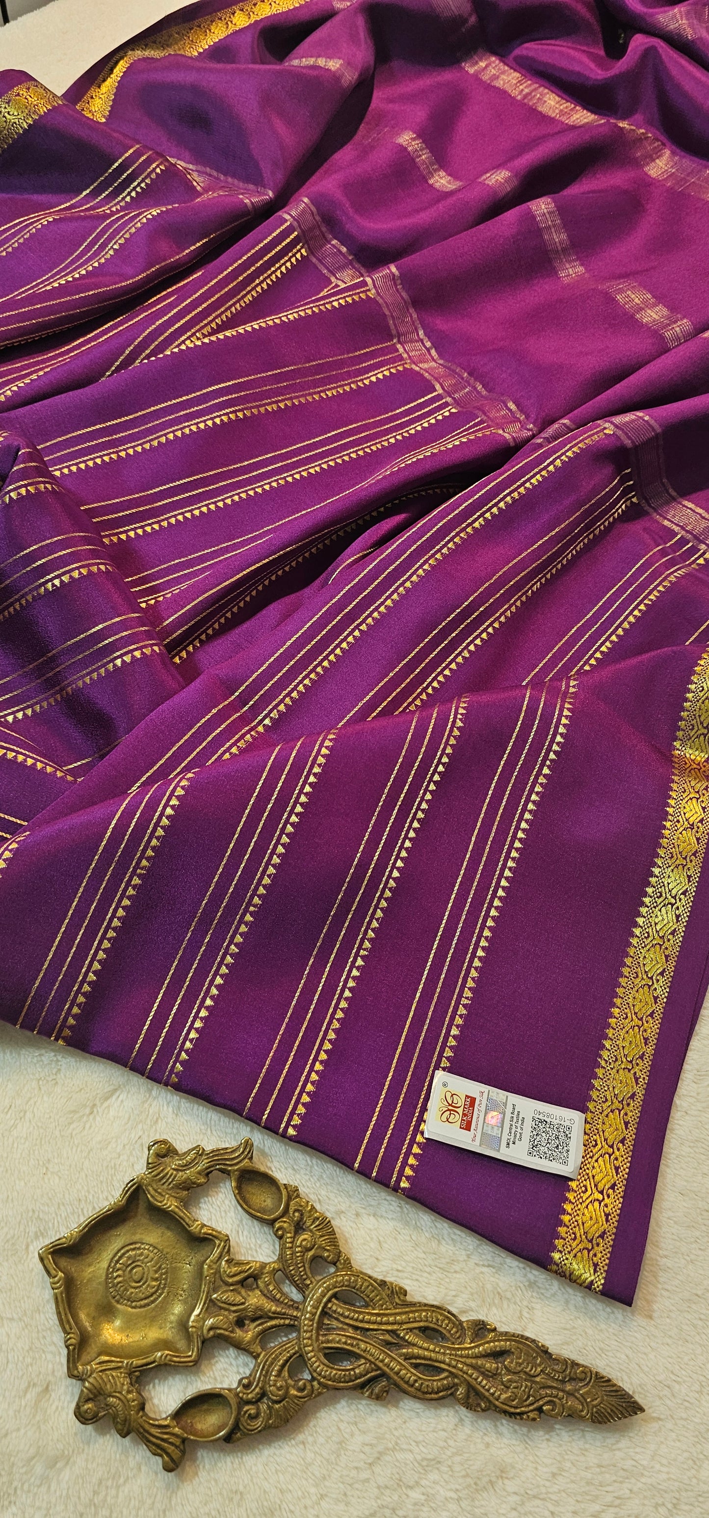 Mysore Crepe Silks Sarees - All Over Lines