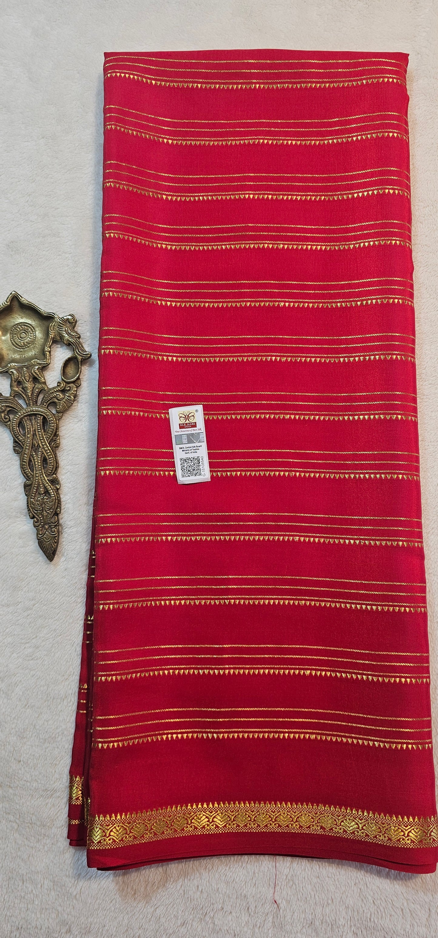 Mysore Crepe Silks Sarees - All Over Lines