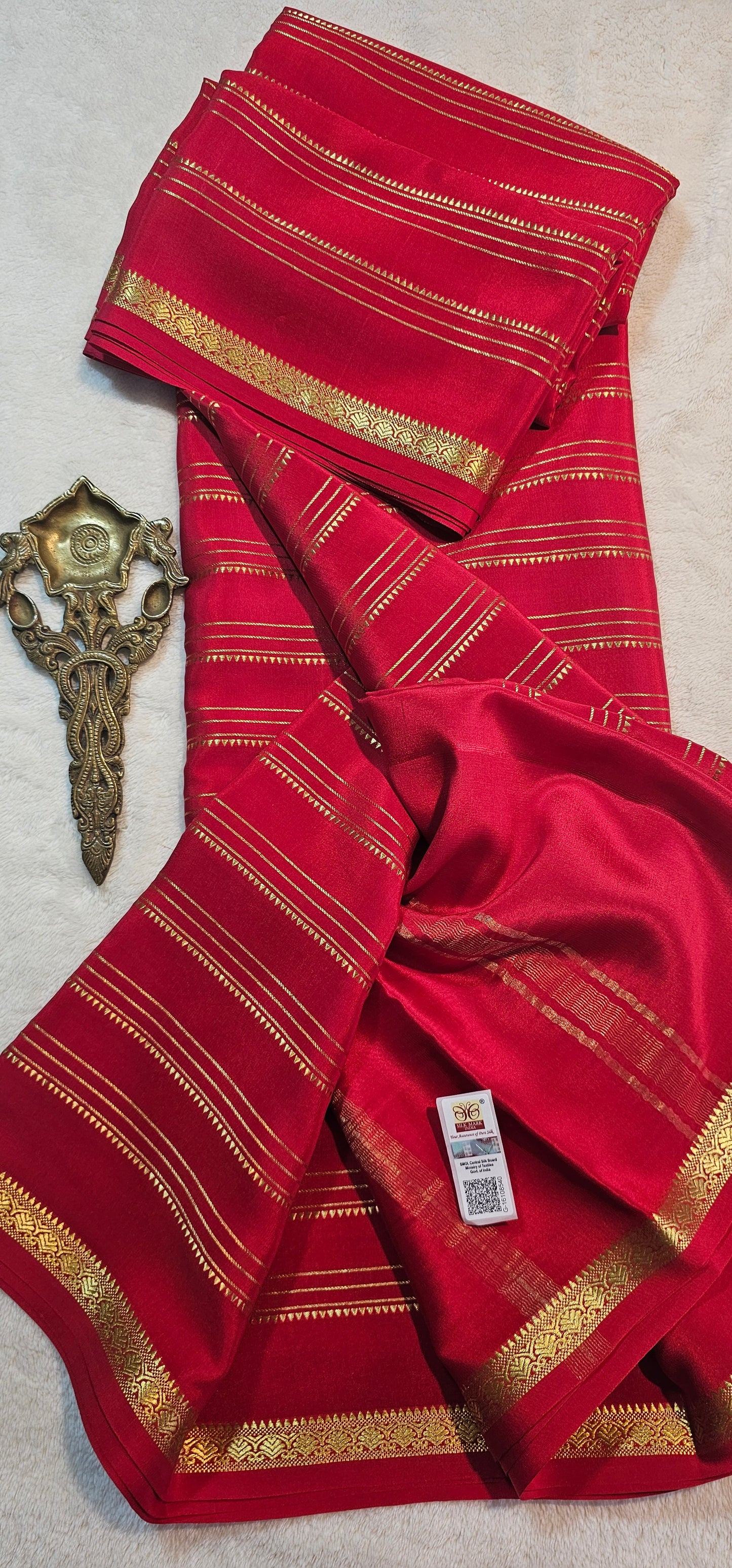 Mysore Crepe Silks Sarees - All Over Lines