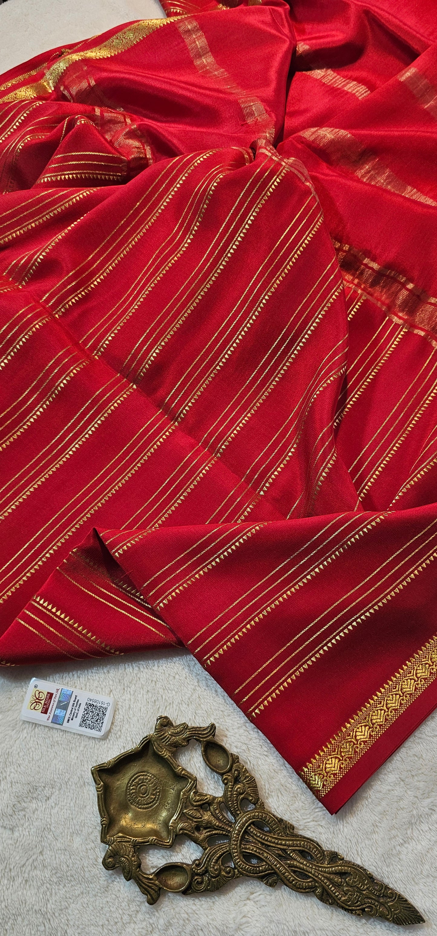 Mysore Crepe Silks Sarees - All Over Lines