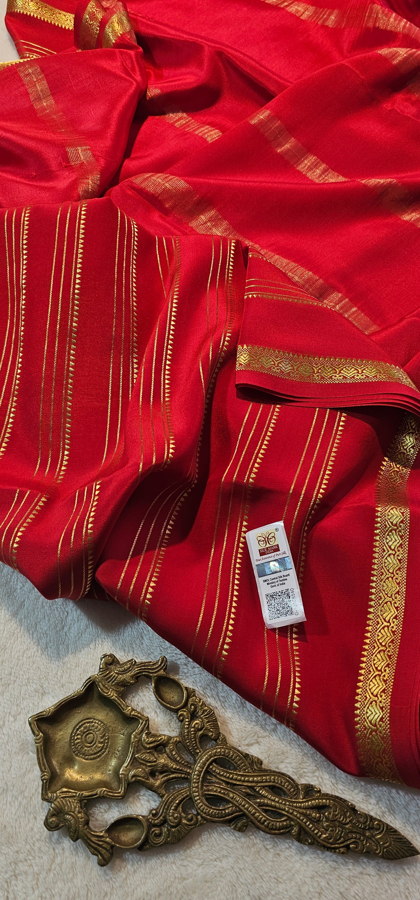 Mysore Crepe Silks Sarees - All Over Lines
