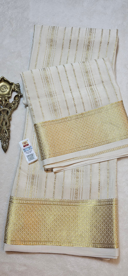 Mysore Crepe Silks Sarees - All Over Lines