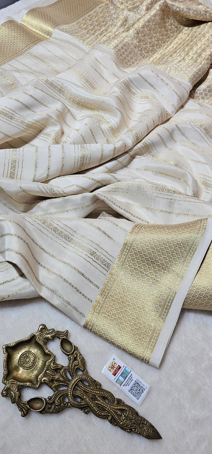 Mysore Crepe Silks Sarees - All Over Lines