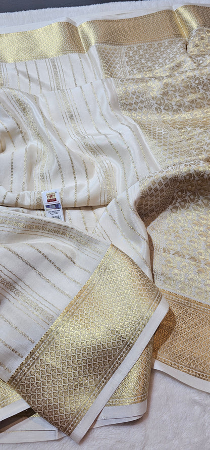 Mysore Crepe Silks Sarees - All Over Lines