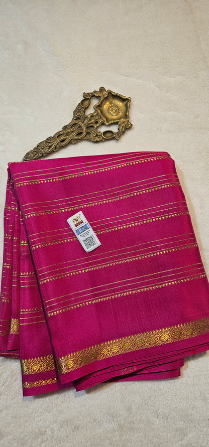 Mysore Crepe Silks Sarees - All Over Lines