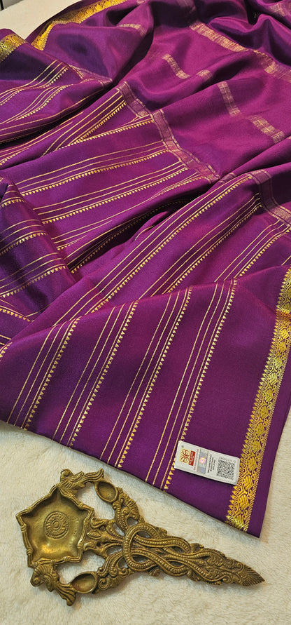 Mysore Crepe Silks Sarees - All Over Lines