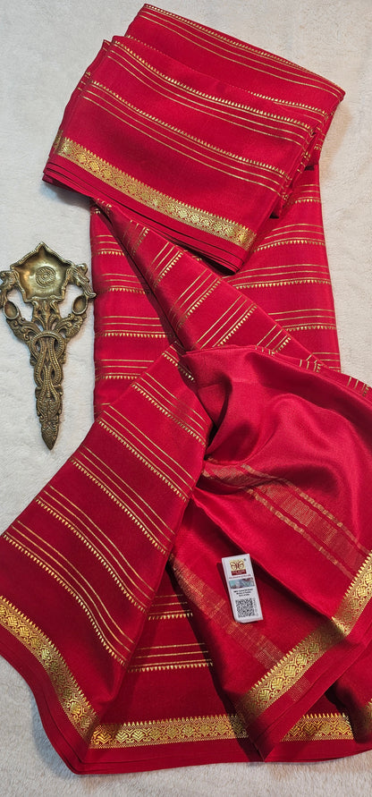 Mysore Crepe Silks Sarees - All Over Lines