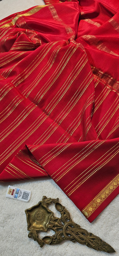 Mysore Crepe Silks Sarees - All Over Lines