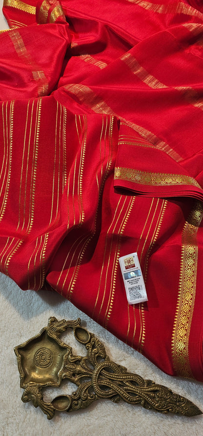 Mysore Crepe Silks Sarees - All Over Lines