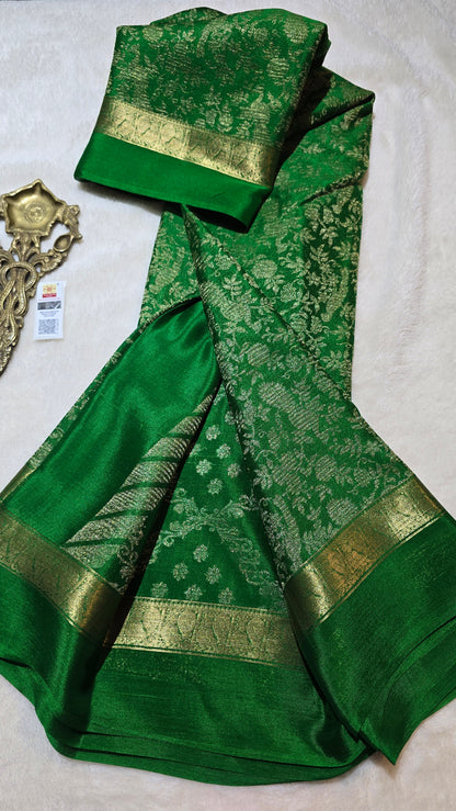 Mysore Wrinkle Crepe Sarees - Brocade