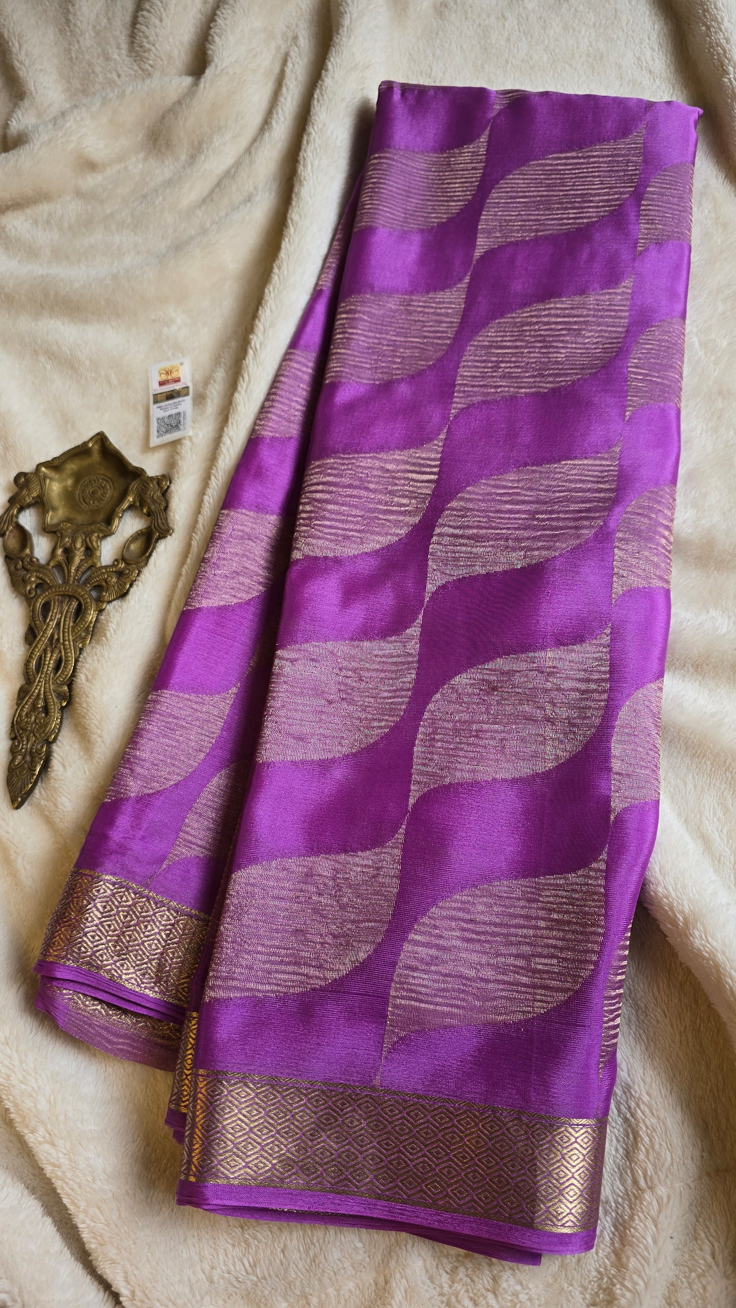 Pure wrinkle crepe Mysore silk sarees