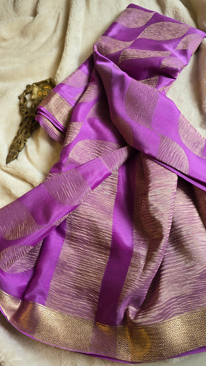 Pure wrinkle crepe Mysore silk sarees