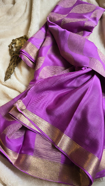 Pure wrinkle crepe Mysore silk sarees