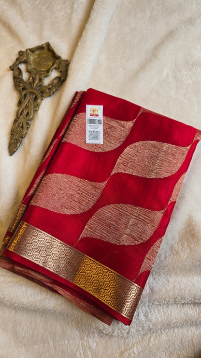 Pure wrinkle crepe Mysore silk sarees