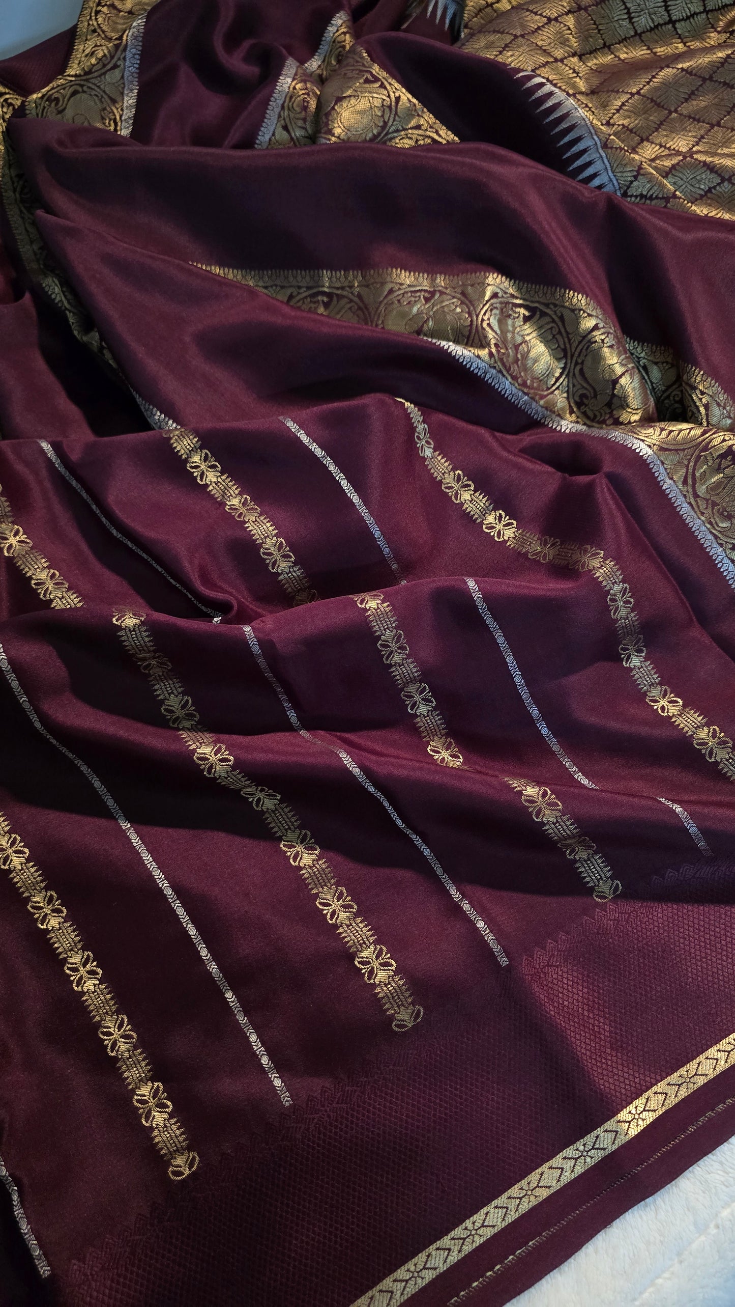 Mysore Crepe Silk Sarees - Rich Pallu