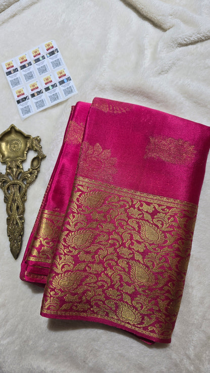 Pure wrinkle crepe Mysore silk sarees