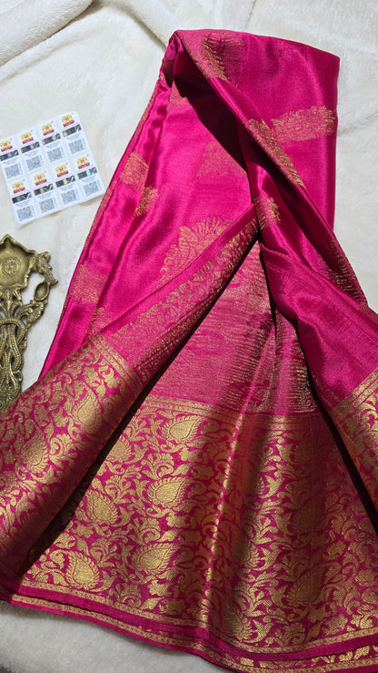 Pure wrinkle crepe Mysore silk sarees