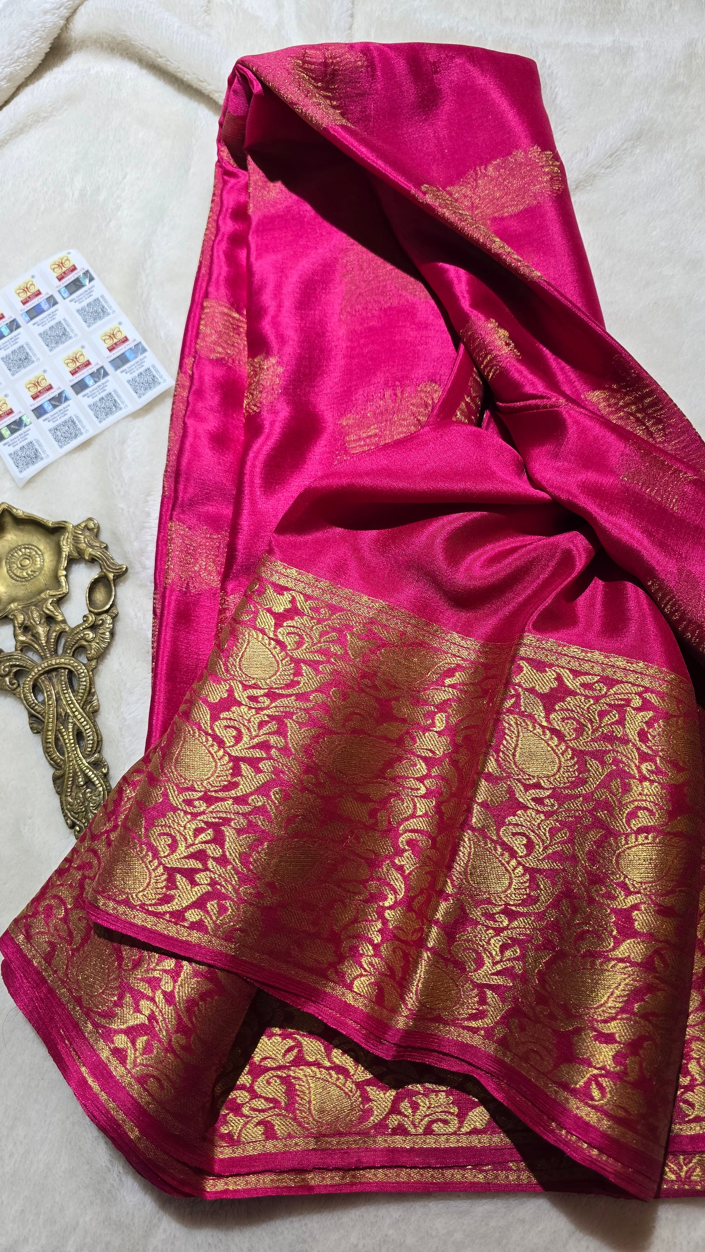 Pure wrinkle crepe Mysore silk sarees