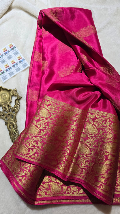 Pure wrinkle crepe Mysore silk sarees