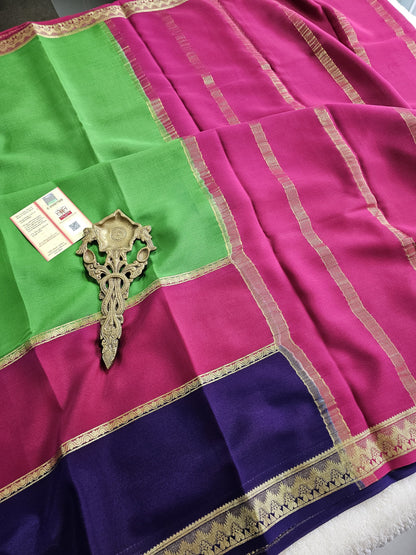 Mysore Crepe Silk Sarees - Tri Colour Series