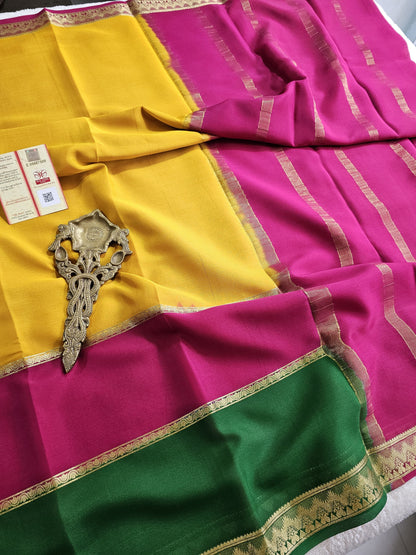 Mysore Crepe Silk Sarees - Tri Colour Series