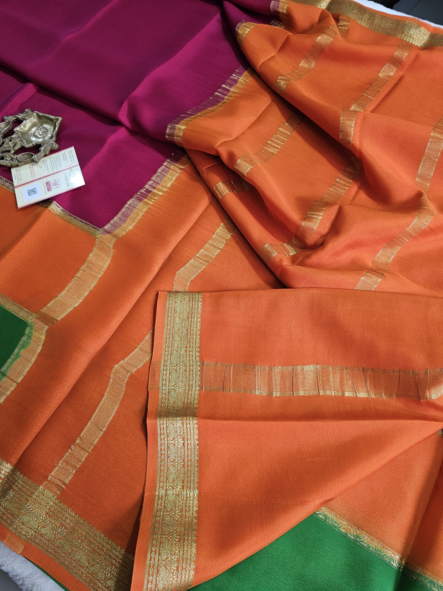 Mysore Crepe Silk Sarees - Tri Colour Series