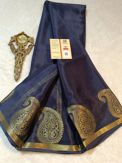 Mysore Crepe Silk Sarees - Classic Mango Border