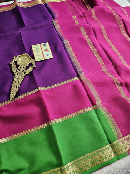 Mysore Crepe Silk Sarees - Tri Colour Series