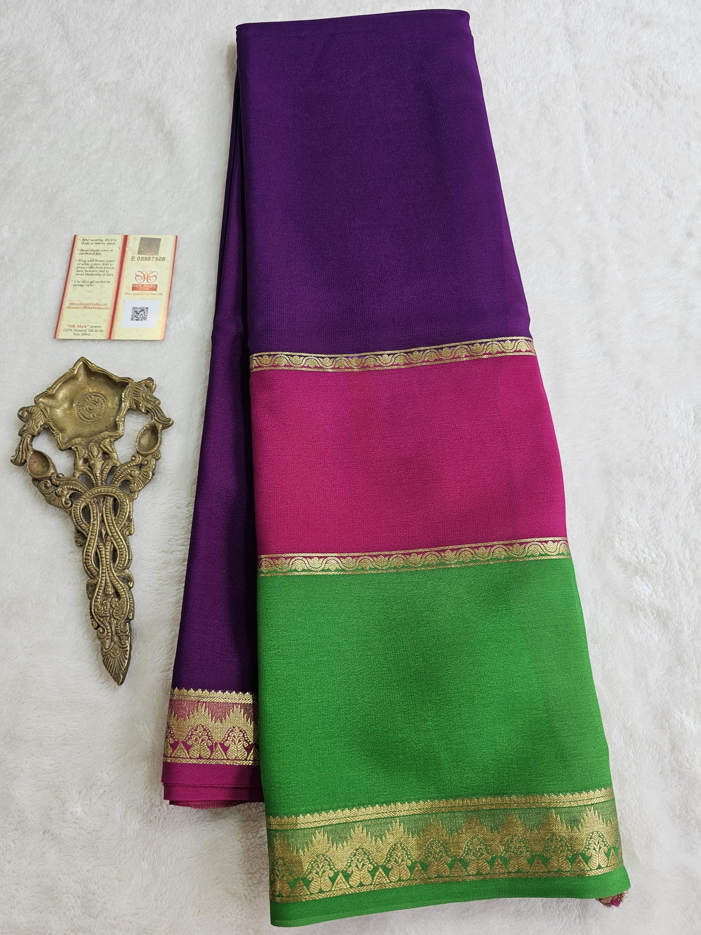 Mysore Crepe Silk Sarees - Tri Colour Series