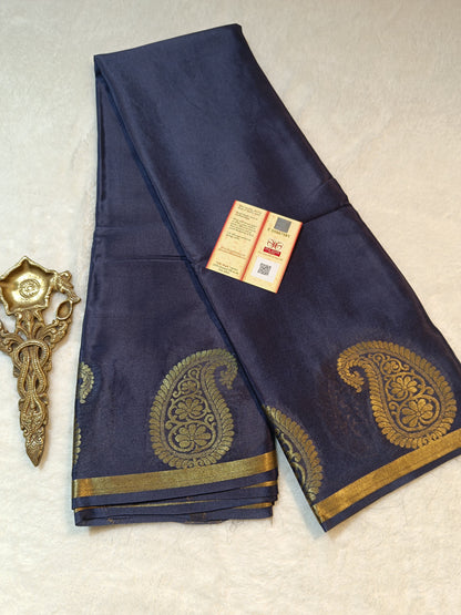 Mysore Crepe Silk Sarees - Classic Mango Border