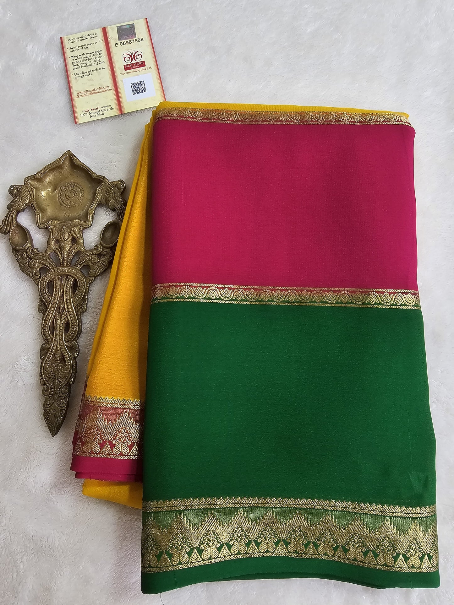 Mysore Crepe Silk Sarees - Tri Colour Series