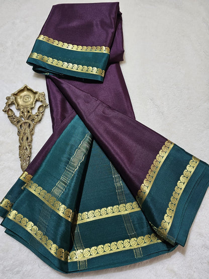 Mysore Crepe Silk Sarees - Classic Mango Border