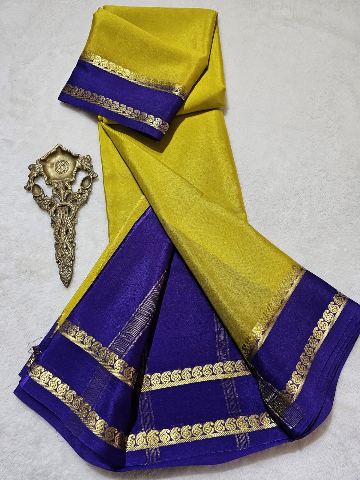 Mysore Crepe Silk Sarees - Classic Mango Border