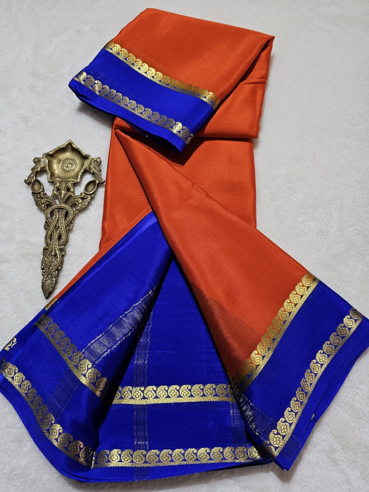 Mysore Crepe Silk Sarees - Classic Mango Border