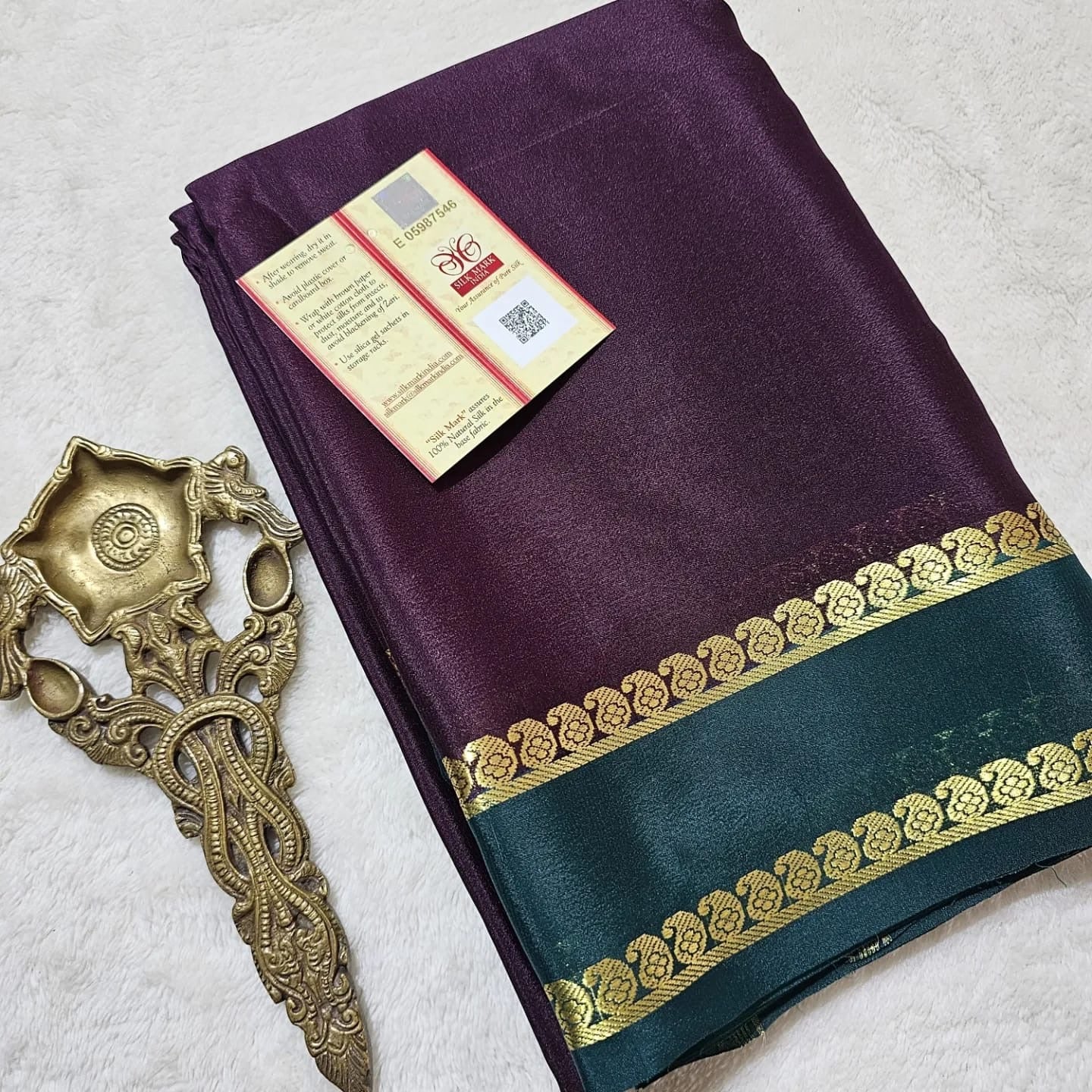 Mysore Crepe Silk Sarees - Classic Mango Border